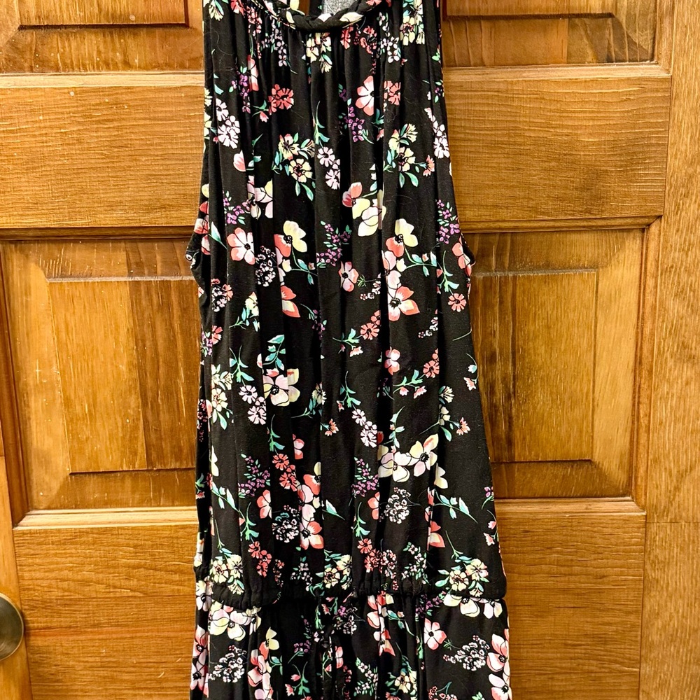 Floral Sleeveless Black Romper